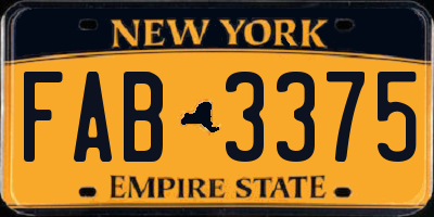 NY license plate FAB3375