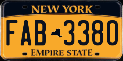 NY license plate FAB3380