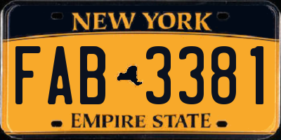 NY license plate FAB3381