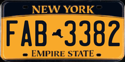 NY license plate FAB3382