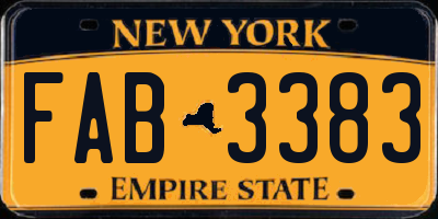 NY license plate FAB3383