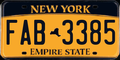 NY license plate FAB3385