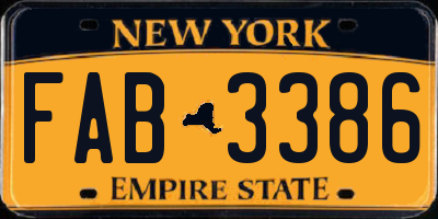 NY license plate FAB3386