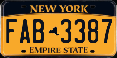 NY license plate FAB3387