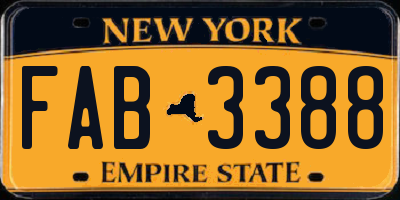 NY license plate FAB3388