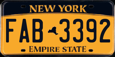 NY license plate FAB3392