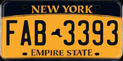 NY license plate FAB3393