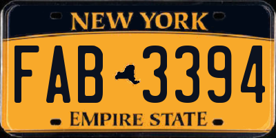 NY license plate FAB3394