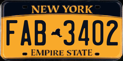 NY license plate FAB3402