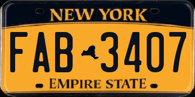 NY license plate FAB3407