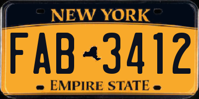 NY license plate FAB3412