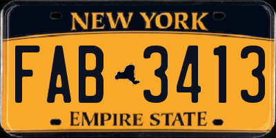 NY license plate FAB3413