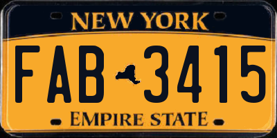 NY license plate FAB3415