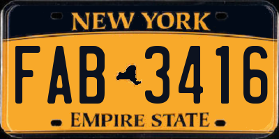 NY license plate FAB3416