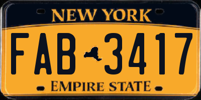 NY license plate FAB3417