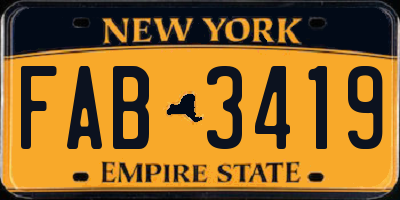 NY license plate FAB3419