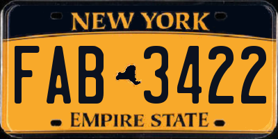 NY license plate FAB3422