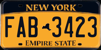 NY license plate FAB3423