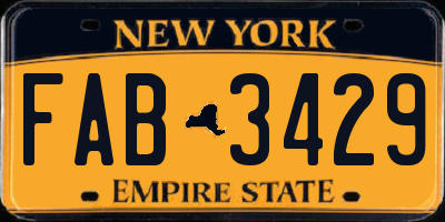 NY license plate FAB3429