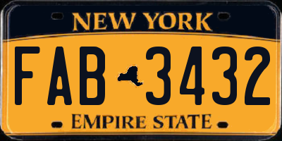 NY license plate FAB3432