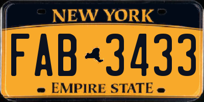 NY license plate FAB3433