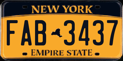 NY license plate FAB3437