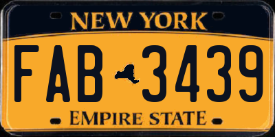 NY license plate FAB3439