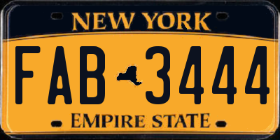 NY license plate FAB3444