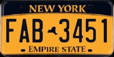 NY license plate FAB3451