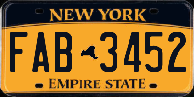 NY license plate FAB3452