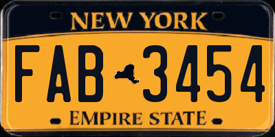 NY license plate FAB3454