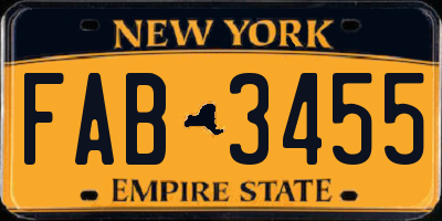 NY license plate FAB3455