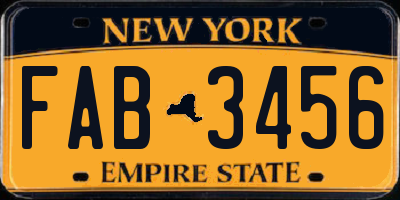 NY license plate FAB3456