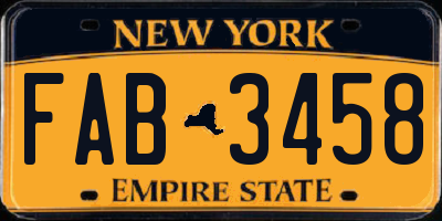 NY license plate FAB3458