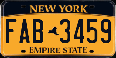 NY license plate FAB3459