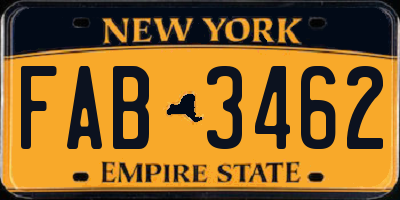 NY license plate FAB3462