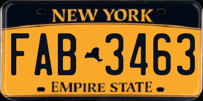 NY license plate FAB3463