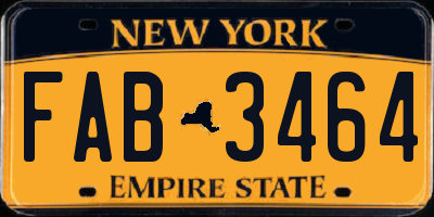 NY license plate FAB3464