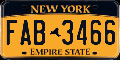 NY license plate FAB3466