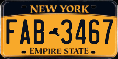 NY license plate FAB3467