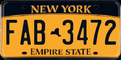 NY license plate FAB3472