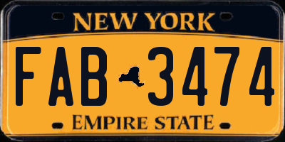 NY license plate FAB3474