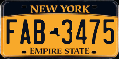 NY license plate FAB3475