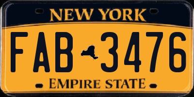 NY license plate FAB3476