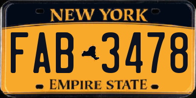 NY license plate FAB3478