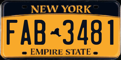 NY license plate FAB3481