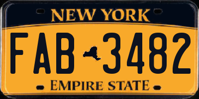 NY license plate FAB3482