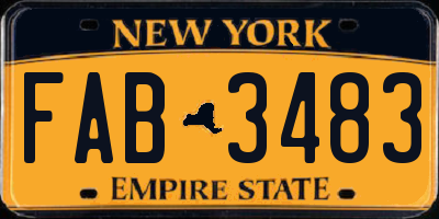 NY license plate FAB3483
