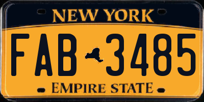 NY license plate FAB3485