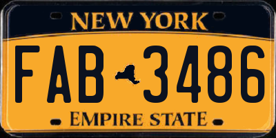 NY license plate FAB3486